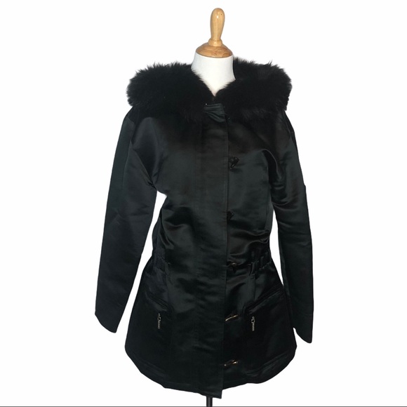 Last Chance Trilogy Black Fur Lined/Trim Hooded Parka Jacket - Picture 4 of 16